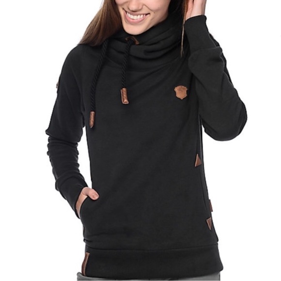 NAKETANO Brave New World Lecker Madsche Black Cowlneck Hoodie Size M  iuu.org.tr